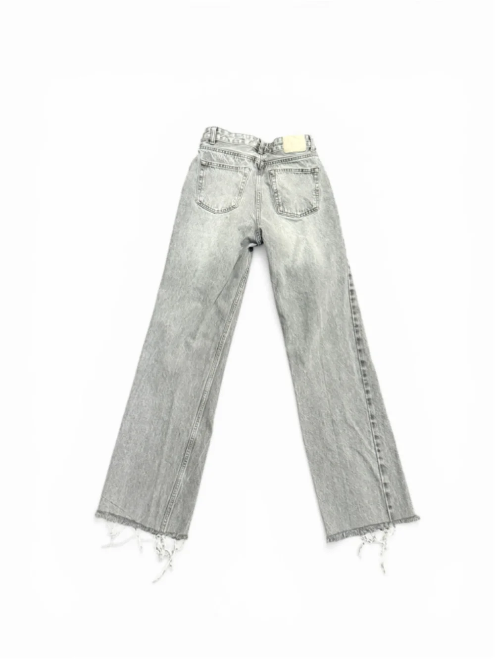Pull & Bear Women's Acid Wash Gray Straight Leg Raw Hem High Rise Sz 2 - Picture 7 of 10